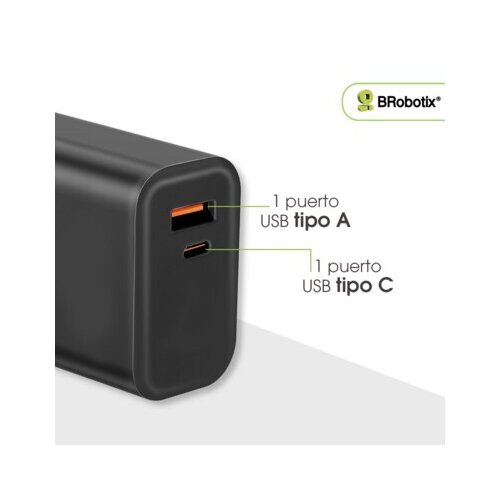 BRobotix BROBOTIX CARGADOR GAN DE 45W DU AL UN PUERTO USB 3.0 Y UN PUERTO T - imagen 2