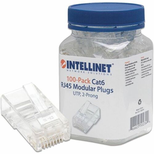 PLUG RJ45 CAT6 MULTIFILAR UTP BOTE 100 PZAS ORO 15-MICRAS