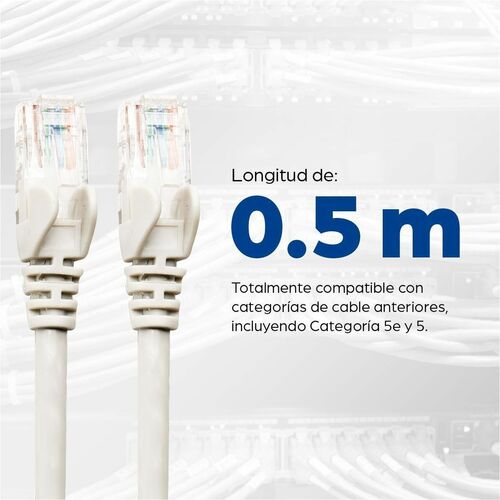 Cable Patch Cat 6 blanco conectado a router