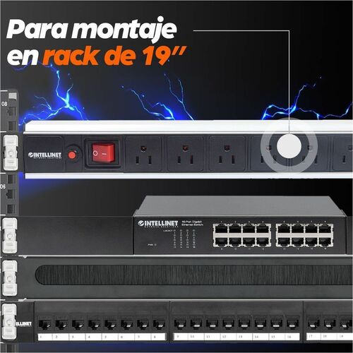 Intellinet PDU BARRA MULTICONTACTO 8 CONTACTOS INTERRUPTOR SUPRESOR RACK - imagen 4