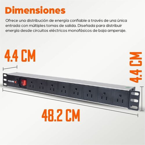 Intellinet PDU BARRA MULTICONTACTO 8 CONTACTOS INTERRUPTOR SUPRESOR RACK - imagen 7