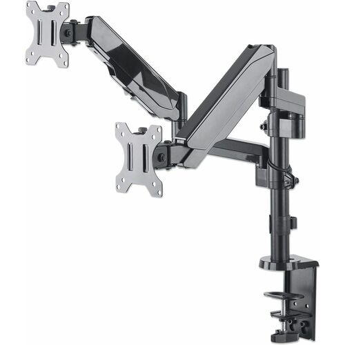 Manhattan Soporte Monitor Doble con Pistón - Escritorio ordenado y ergonómico