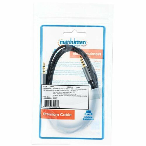 Cable Audio Estéreo 3.5mm M-M Manhattan 1m