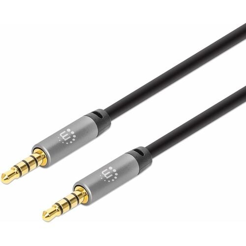 Cable Audio Estéreo 3.5mm M-M 3.0m Manhattan Negro/Plata