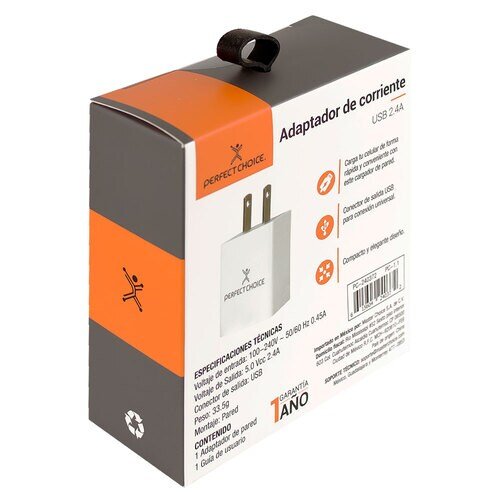 Adaptador de Corriente Universal Perfect Choice 2.4A - Empaque y contenido