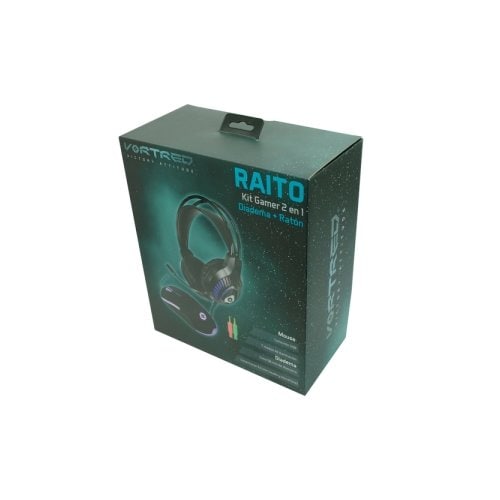 Kit Gamer Audifonos Alámbricos y Mouse 4000 DPI Gamer Luz RGB Raito VORTRED