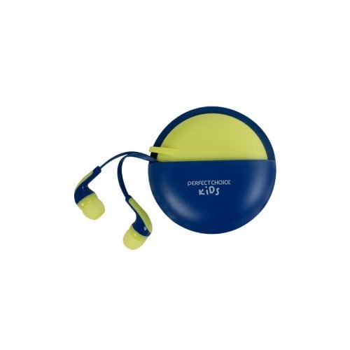 Audífonos Alámbricos In-Ear Cable Anti-enredos Bubble Gum Azul 3.5MM CON CASE Y CABL E RETRACTIL | PERFECT CHOICE