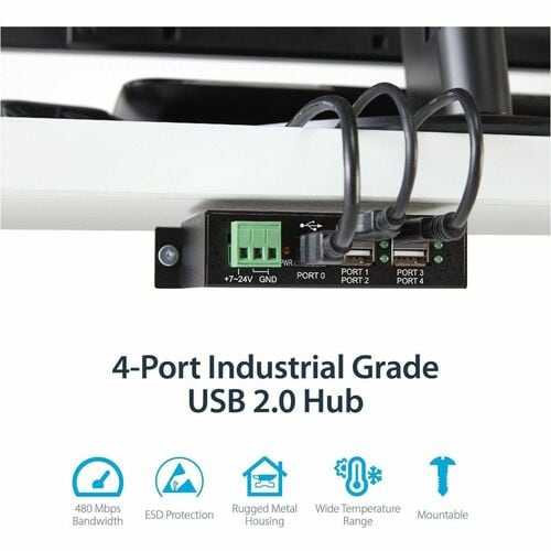 StarTech.com Hub USB 2.0 Industrial vista frontal