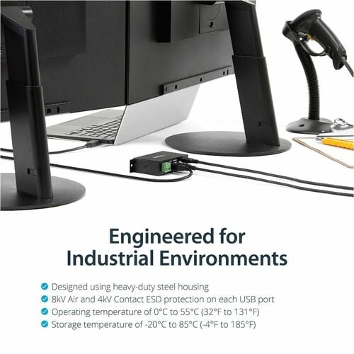 StarTech.com Hub USB 2.0 Industrial ángulo