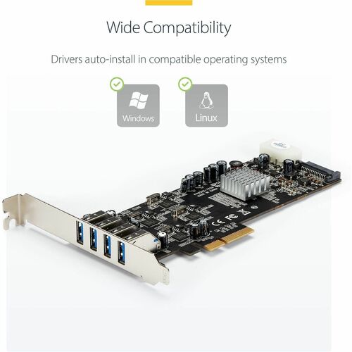 StarTech.com Adaptador USB 3.0 PCIe - Conectores y alimentación