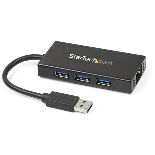 StarTech.com Hub USB 3.0 de Aluminio con Cable - Concentrador 3 Puertos + Ethernet Gigabit