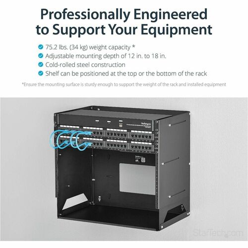 StarTech.com GABINETE RACK DE PARED CON ESTANTE INCORPORADO 8U - imagen 6