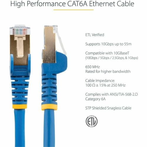 Cable Cat6a azul detalle conector