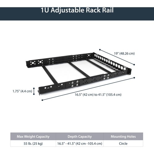 StarTech.com Rieles Universales 1U para Rack