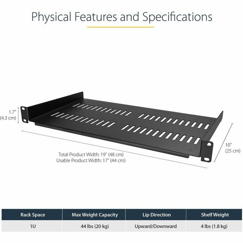 StarTech.com Charola Ventilada 1U para Rack de 19 Pulgadas