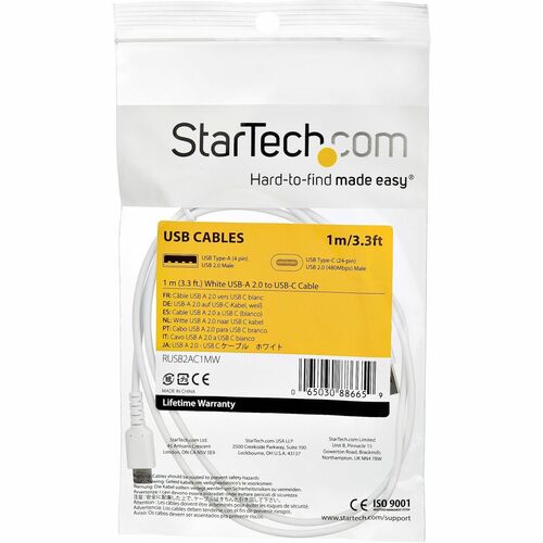 StarTech.com Cable USB A a USB C 1m Blanco