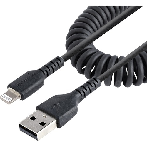 StarTech.com Cable USB‑A a Lightning en Espiral – MFi – Negro