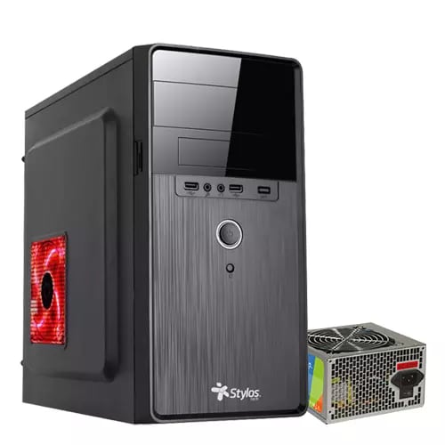 Gabinete Stylos CGAB5 panel frontal con puertos