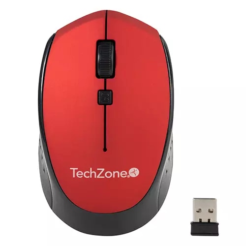 Mouse Óptico Inalámbrico Rojo TechZone - Vista frontal