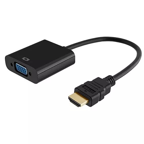 CABLE ADAPTADOR HDMI MACHO A VGA HEMBRA NEGRO DETALLE CONECTORES