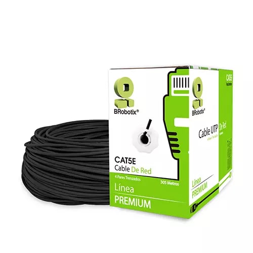 Bobina CAT5e con gel para exteriores CCA UTP 305m Negro BRobotix