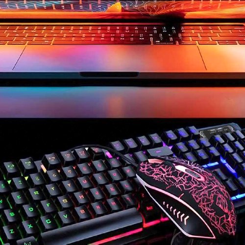 Teclado Combo USB Iluminado BRobotix - RGB en acción