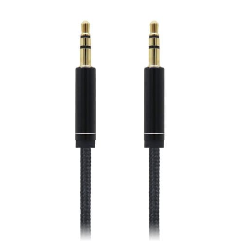 BROBOTIX Cable Estéreo 3.5mm Macho a Macho 1 metro Nylon Negro
