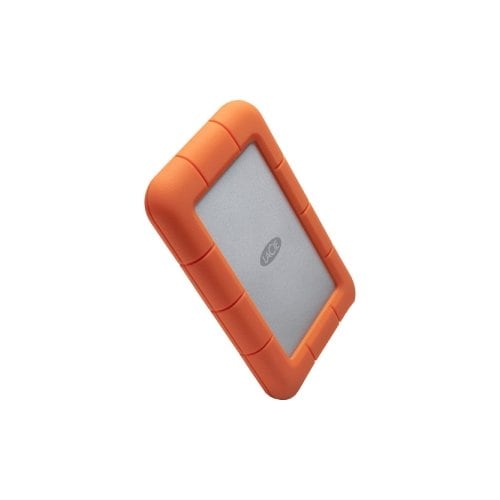 LaCie Rugged Mini 5TB - Disco duro externo portátil resistente a impactos, lluvia y presión. Color plata-naranja.