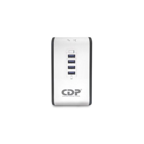 CDP Regulador de Voltaje - Vista Frontal y Puertos USB