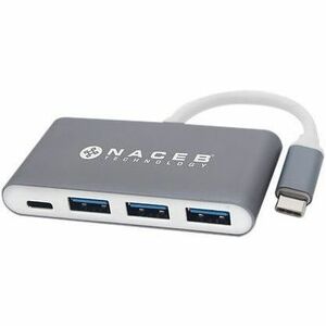 Hub Naceb USB-C Macho - 3x USB-A Hembra + 1x USB-C Hembra de Metal