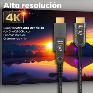 Manhattan CABLE HDMI FIBRA OPTICA M-M 4K 60HZ 50.0M CONECTOR DESMONTABLE - imagen 3