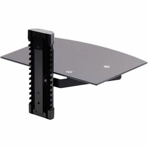 StarTech.com Estante para AV Flotante de Montaje en Pared - Ajustable en Altura - para Debajo del TV - Estante de Vidrio Templado Negro - Altura ajustable - 6.99kg Capacidad de carga - Aluminio, Acero