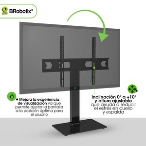 BRobotix SOPORTE DE MESA PARA TV DE 37IN A 75IN CON BASE DE CRISTAL