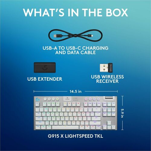 Logitech TECLADO LOGITECH G G915 LIGHTSP EED TKL WHITE LOW PROFILE RGB BT - imagen 4