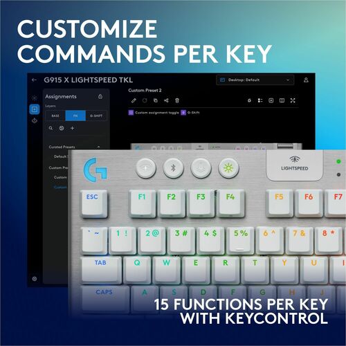 Logitech TECLADO LOGITECH G G915 LIGHTSP EED TKL WHITE LOW PROFILE RGB BT - imagen 5
