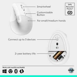 Logitech MOUSE ERGONOMICO LIFT VERTICAL WHITE - imagen 9