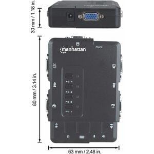 Manhattan SWITCH KVM 4 PTOS USB Y 4PTOS VGA 3.5MM 1600X900 CON JUEGO CABLES - imagen 4