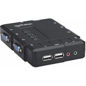 Manhattan SWITCH KVM 4 PTOS USB Y 4PTOS VGA 3.5MM 1600X900 CON JUEGO CABLES - imagen 6