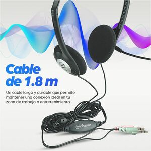 Manhattan AUDIFONOS DIADEMA AJUSTABLE MICROFONO CONTROL DE VOLUMEN 3.5MM - imagen 4