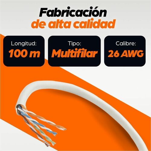 Intellinet BOBINA CABLE UTP DE RED CAT5E CCA ROLLO 100M MULTIFILAR GRIS - imagen 3