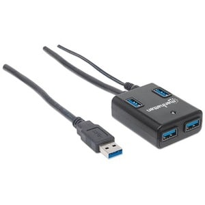 Manhattan HUB USB 4 PUERTOS VELOCIDAD 3.0 CON FUENTE COLOR NEGRO - imagen 2