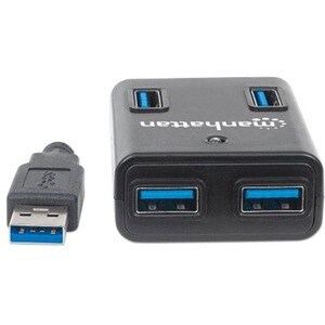 Manhattan HUB USB 4 PUERTOS VELOCIDAD 3.0 CON FUENTE COLOR NEGRO - imagen 3