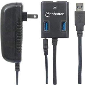 Manhattan HUB USB 4 PUERTOS VELOCIDAD 3.0 CON FUENTE COLOR NEGRO - imagen 4