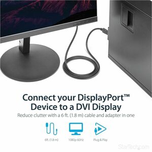 StarTech.com CABLE ADAPTADOR 1.8M DVI A DP DISPLAYPORT MACHO A MACHO . - imagen 5