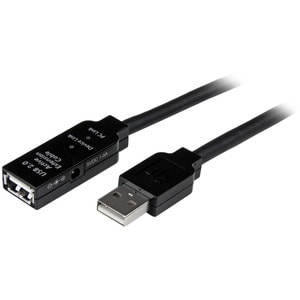 StarTech.com Cable USB 2.0 de Extensión Alargador Activo de 5 metros - Macho a Hembra - Cable for Adaptador de alimentación, Enchufe de pared - Cable de extensión - Apantallado - Níquel Conector chapa