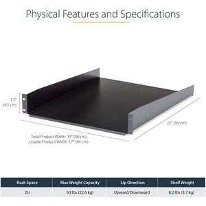 StarTech.com ESTANTE DE PROFUNDIDAD FIJA 22 PULGADAS RACK 22KG CAPACIDAD . - imagen 5