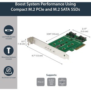 StarTech.com TARJETA ADAPTADORA PCI EXPRESS 3 PUERTOS M.2 1XNVME 2XSATA - imagen 3