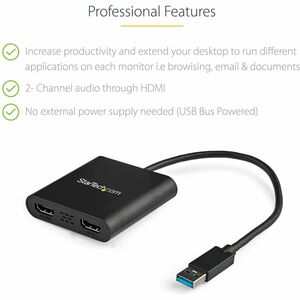 StarTech.com ADAPTADOR DE VIDEO EXTERNO USB 3.0 A 2 PUERTOS HDMI 4K - imagen 2