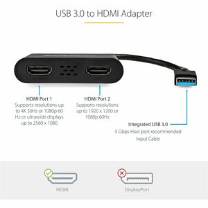 StarTech.com ADAPTADOR DE VIDEO EXTERNO USB 3.0 A 2 PUERTOS HDMI 4K - imagen 8