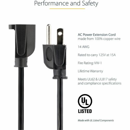 StarTech.com CABLE 1.8M EXTENSOR 14AWG NEMA 5-15R A NEMA 5-15P - imagen 2